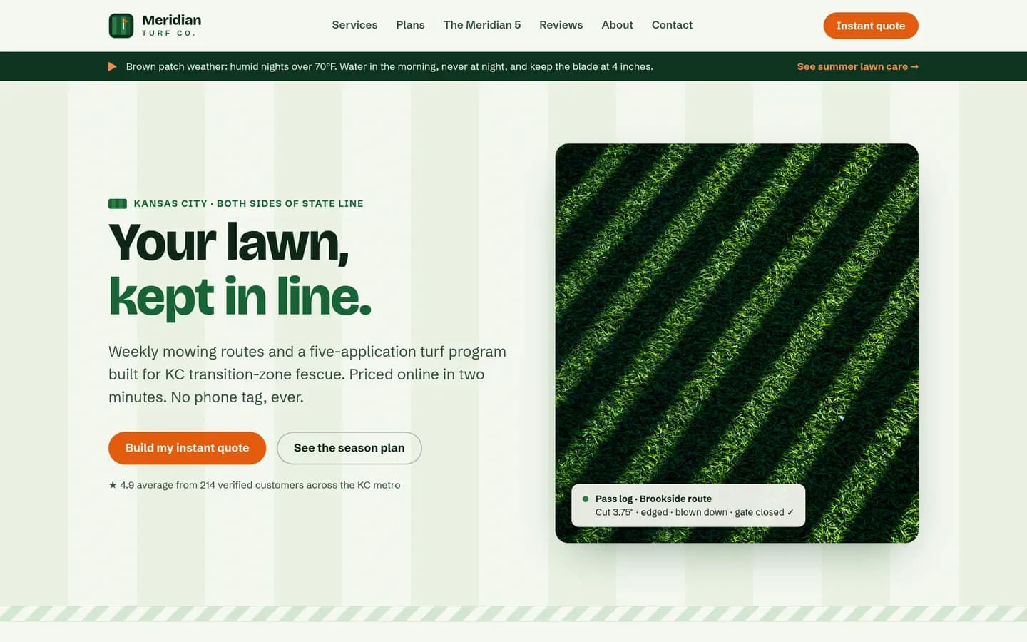 Meridian Turf Co., a lawn care concept site designed and built by Adam Tyrrell